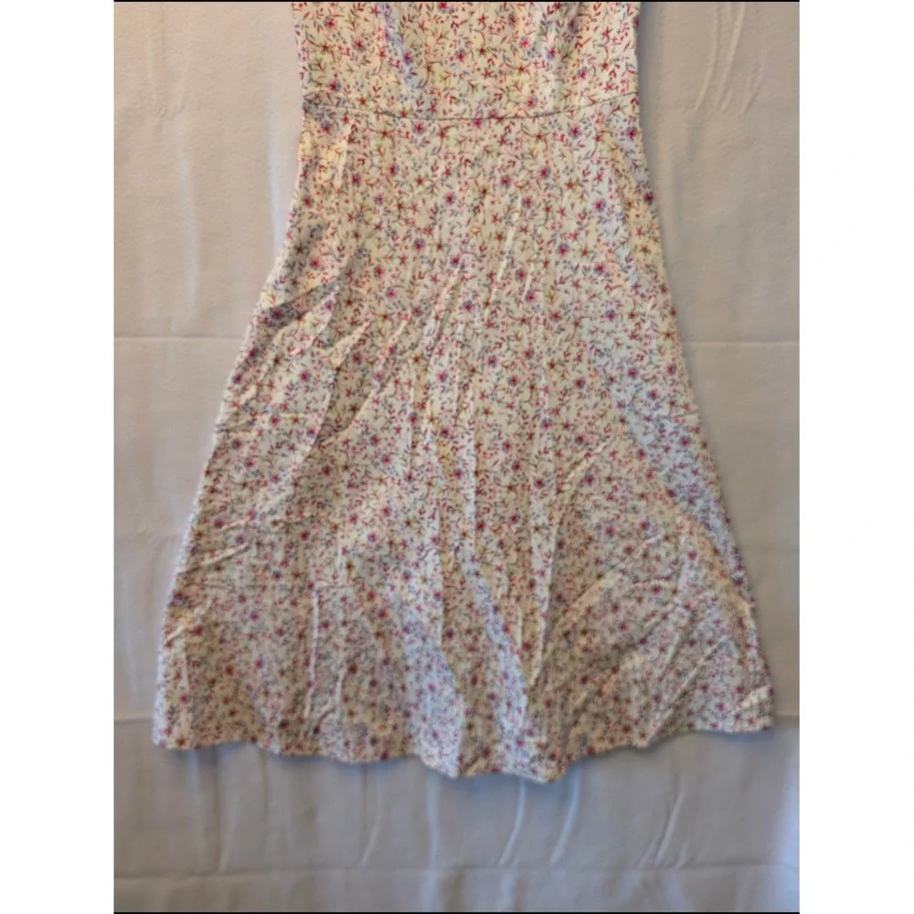 Draper James Floral Fit and‎ Flare Midi Dress White Pink Sleeveless Size 0
